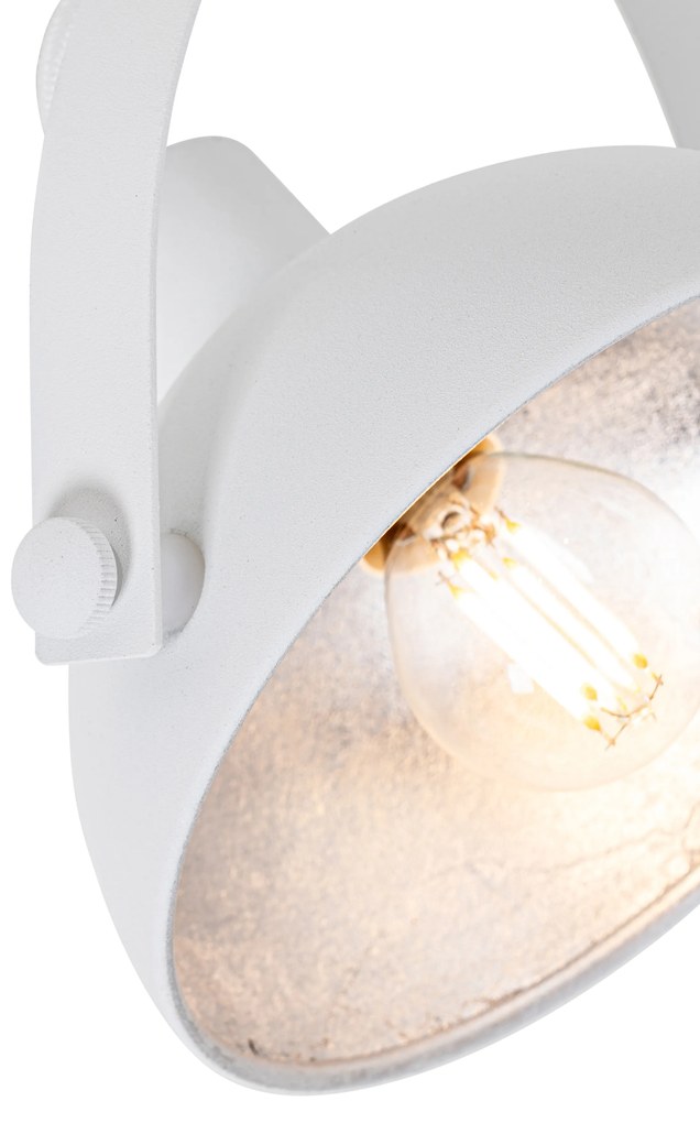 Luminária de teto industrial branca com prateado 2 luzes ajustáveis - Magnax