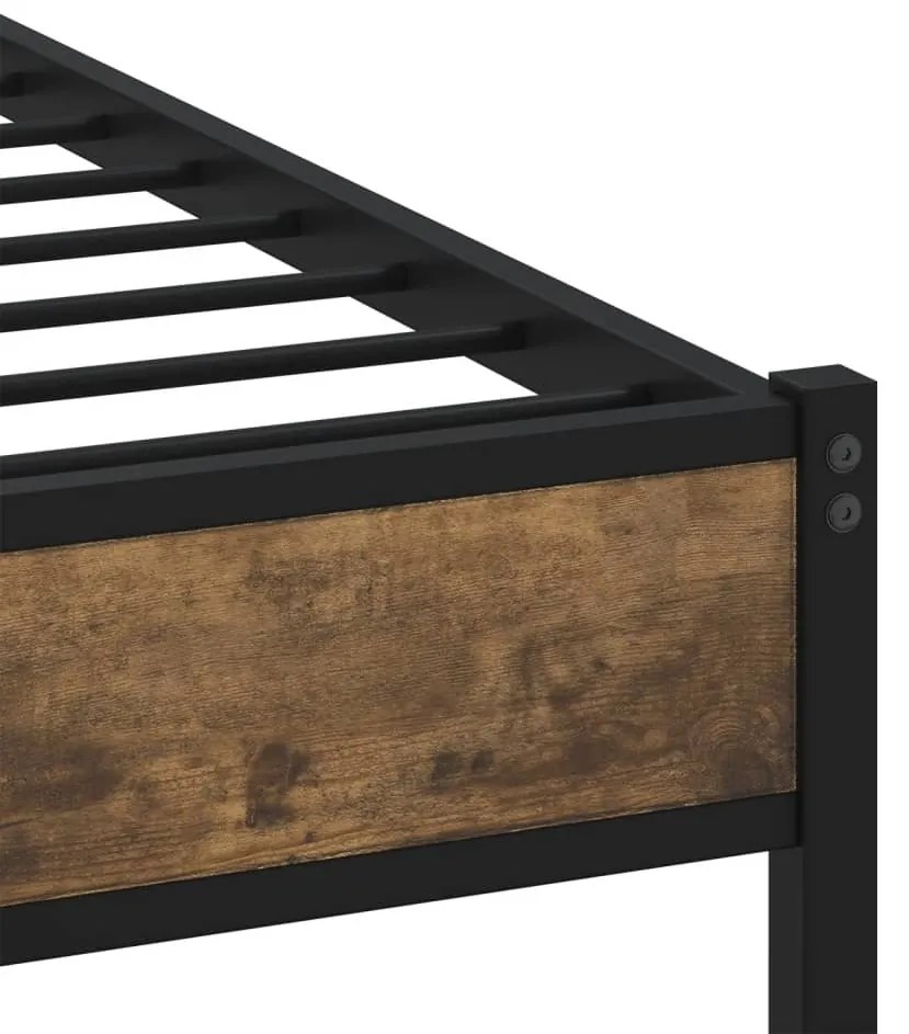 Estrutura de cama sem colchão 90x190 cm metal carvalho fumado