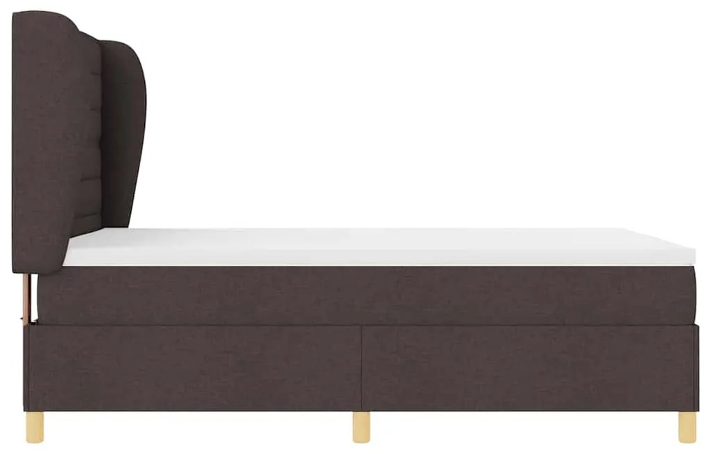 Estrutura de Cama com Colchão Marrom Escuro 140x190 cm Tecido