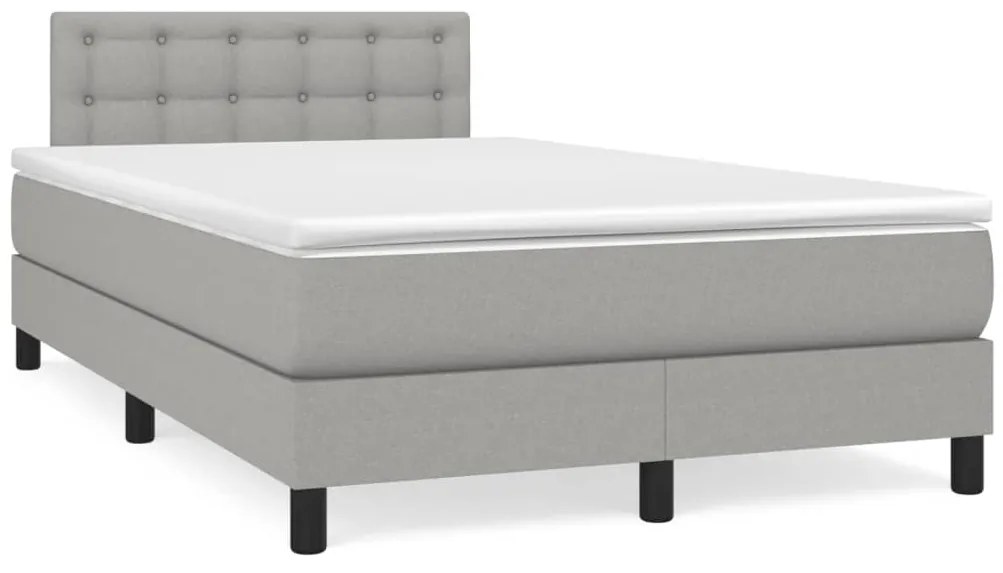 Cama box spring c/ colchão e LED 120x190 cm tecido cinza-claro