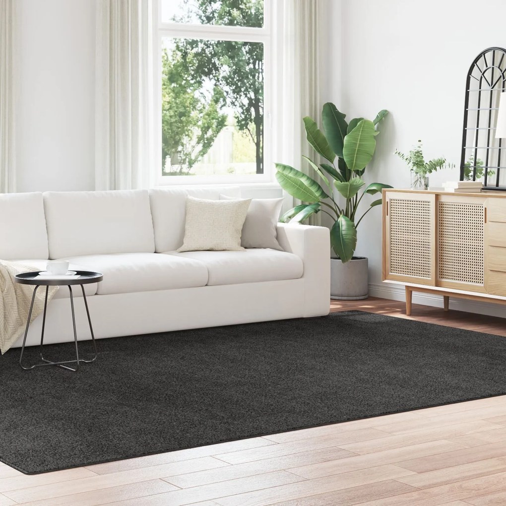 Tapete Shaggy vidaXL com Base de Látex Cinza Escuro 240x340 cm