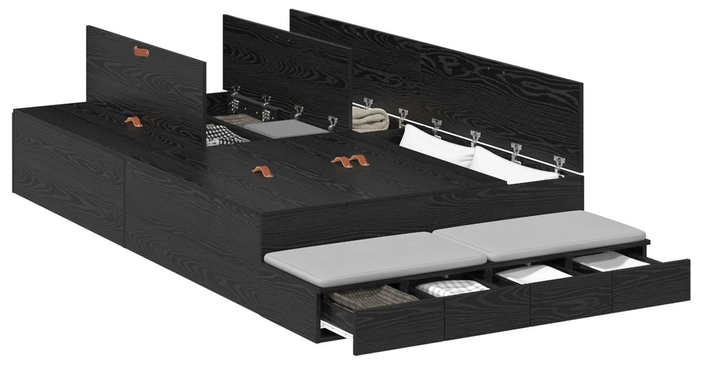 Estrado de Cama Carvalho Preto 120x200 cm