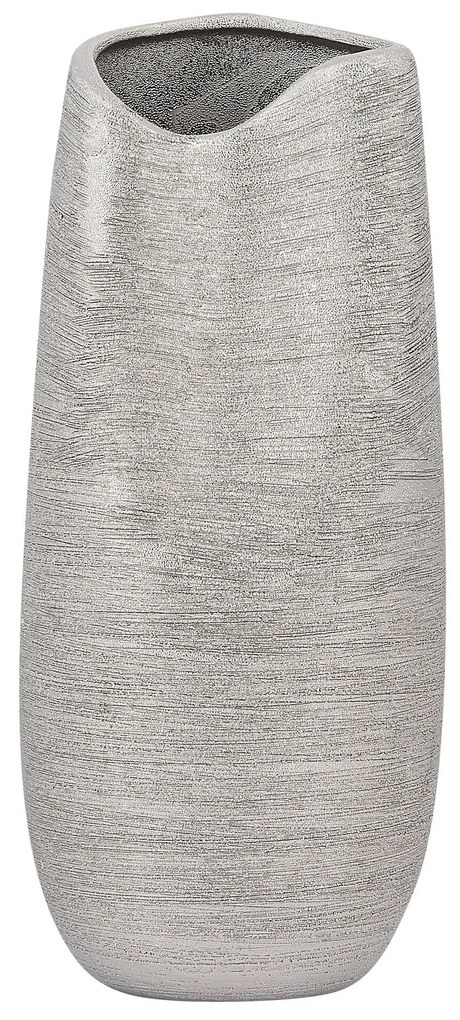Vaso de cerâmica grés prateada 32 cm DERBE Beliani