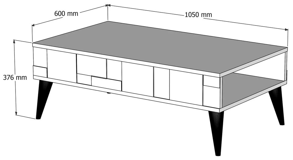 Mesa de Centro Madrid – Noz/Preto – 105x37,6x60 cm