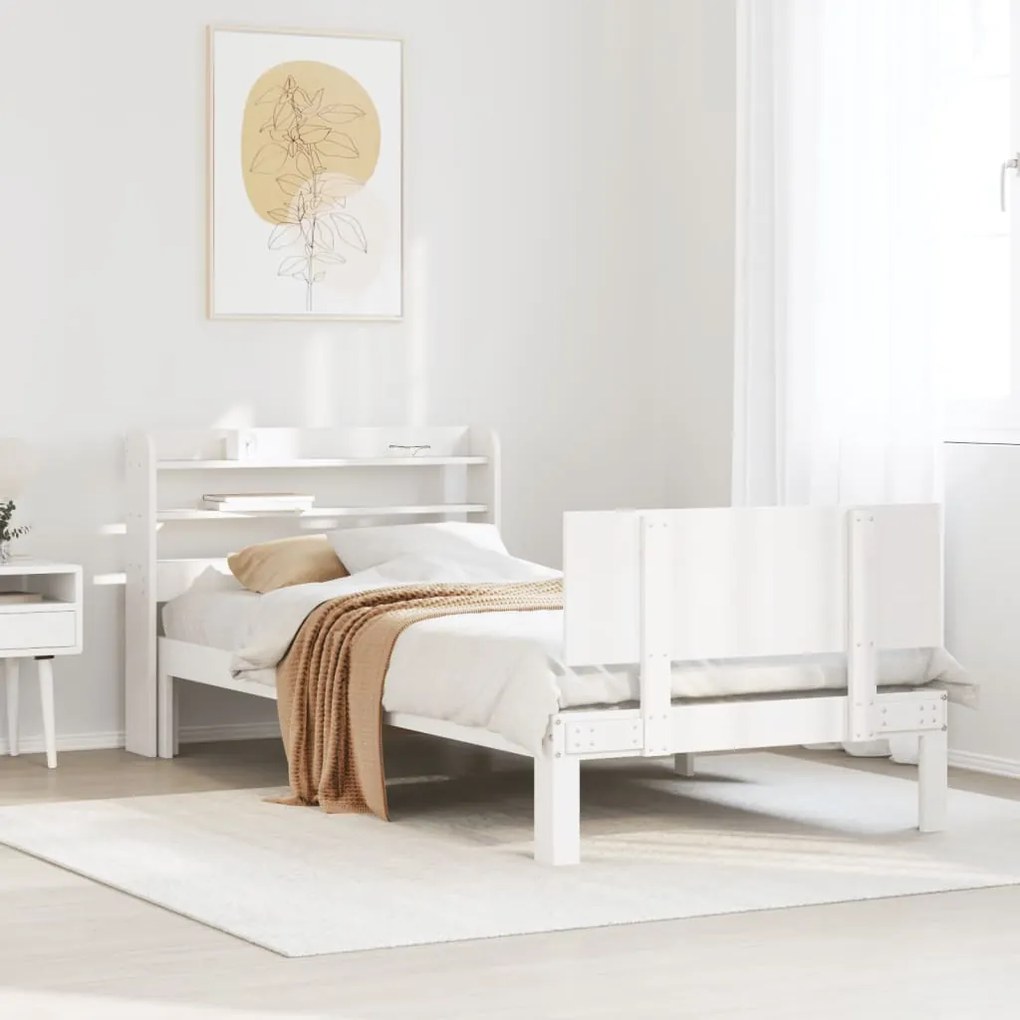 Estrutura cama c/ cabeceira 75x190 cm pinho maciço
