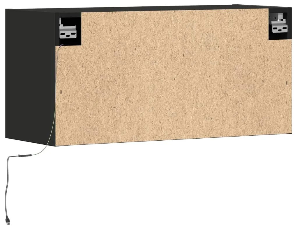 Móvel de parede para TV com luzes LED 80x31x35 cm preto