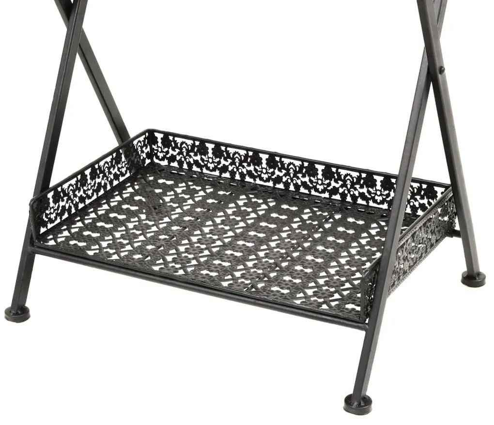 Mesa de chá dobrável estilo vintage metal 58x35x72 cm preto