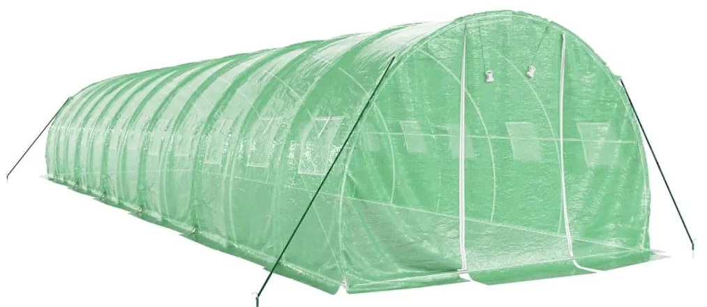 Estufa com estrutura de aço 36 m² 12x3x2 m verde