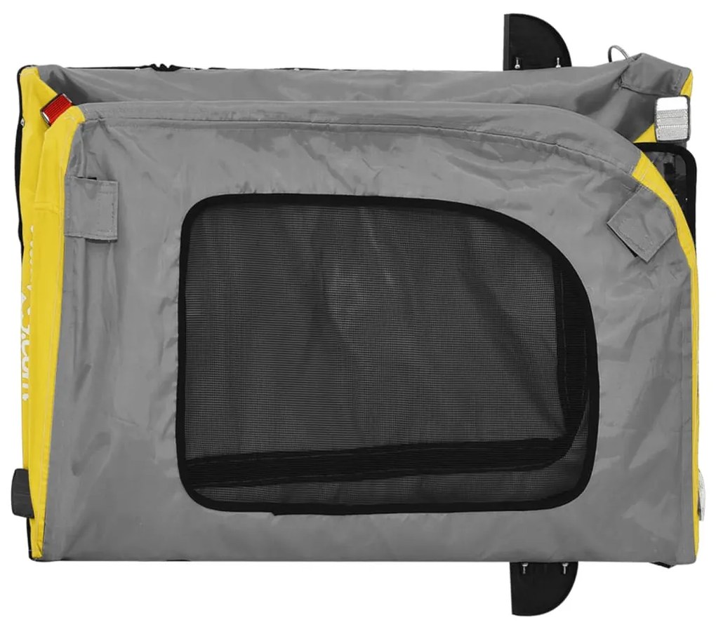 Reboque bicicleta p/ animais tecido oxford/ferro amarelo/cinza