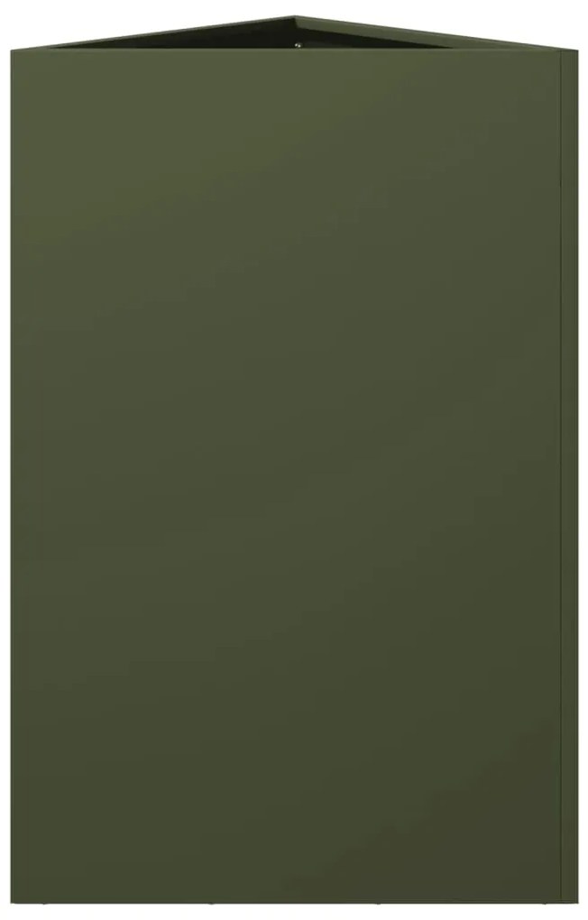Vaso/floreira triangular 2 pcs 50x43x75 cm aço verde-azeitona