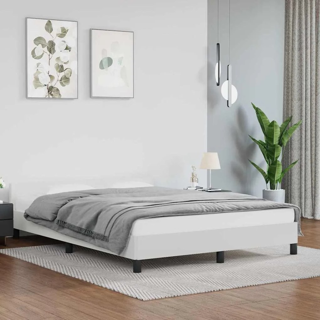 Estrutura de cama c/ cabeceira sem colchão 140x190 cm branco