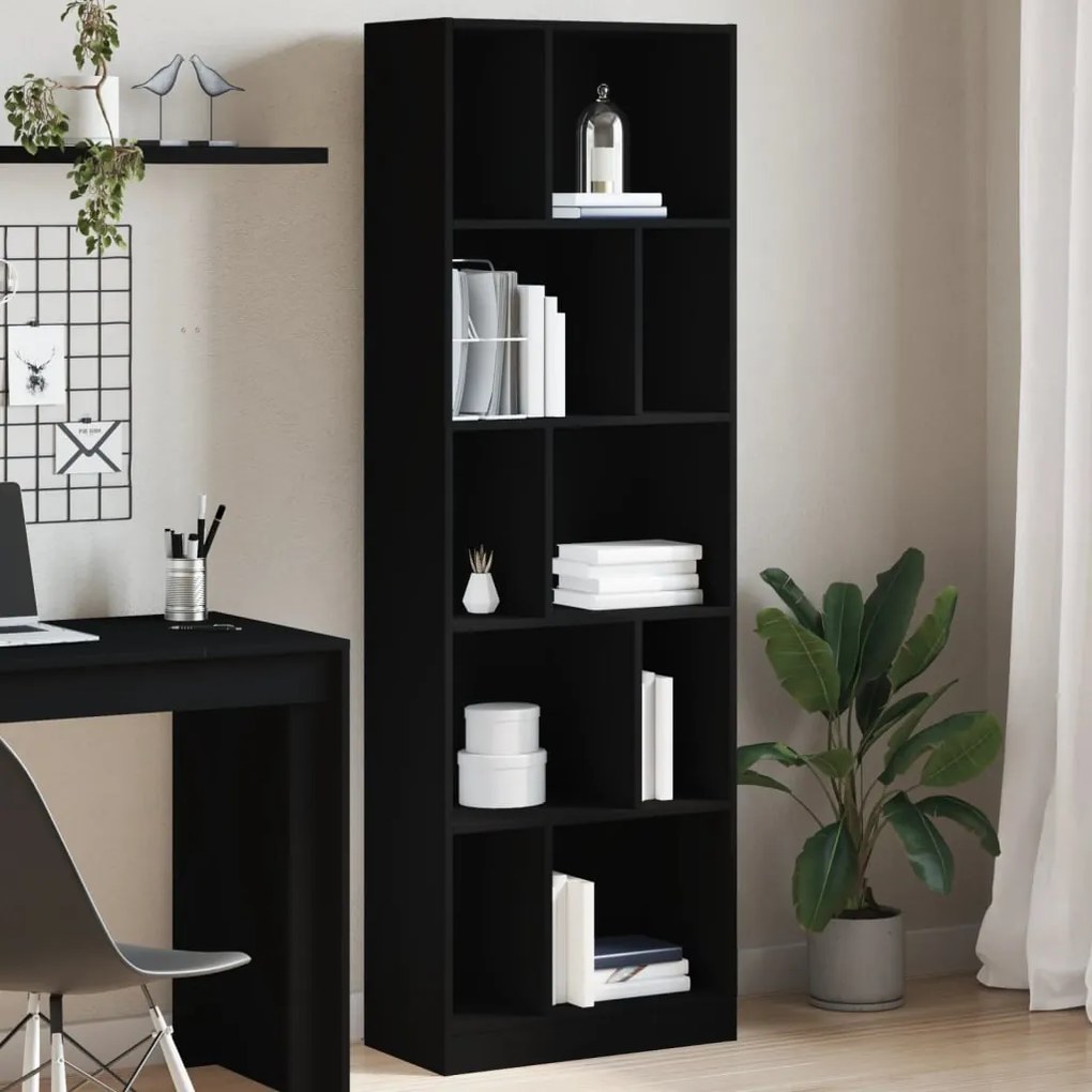 vidaXL Estante 57x28,5x174 cm derivados de madeira preto