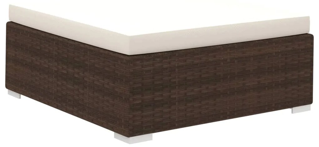 8 pcs conjunto lounge jardim c/ almofadões vime PE castanho