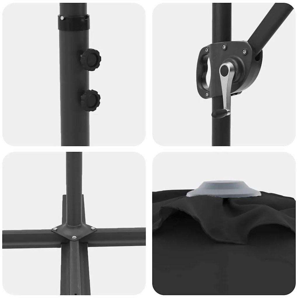 Guarda-sol cantilever de jardim com bloqueio Preto Largo