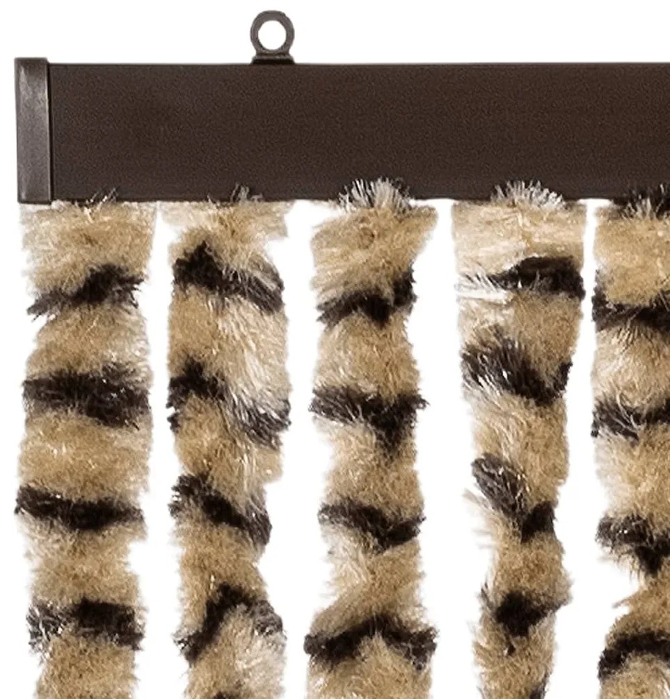 Cortina anti-insetos 90x220 cm chenille bege e castanho