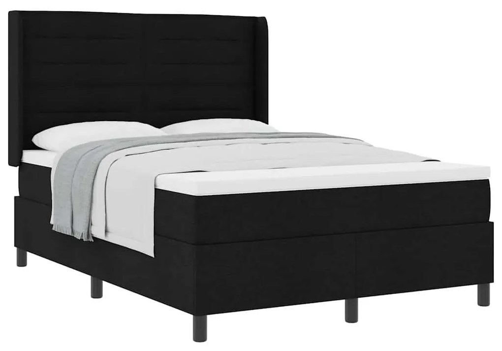 Cama Box com Colchão - Preto, 160x200 cm, Tecido.