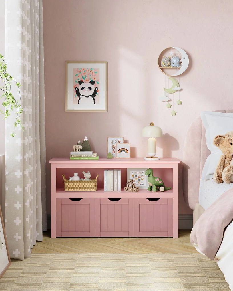 Estante infantil com rodas 30 x 102 x 60 cm rosa pastel
