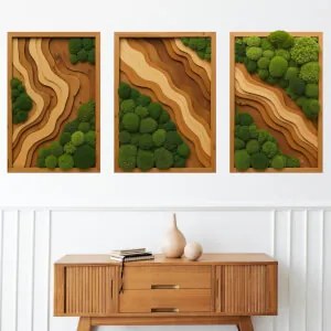 Autocolante para sala de estar - Tríptico Floresta Harmonia