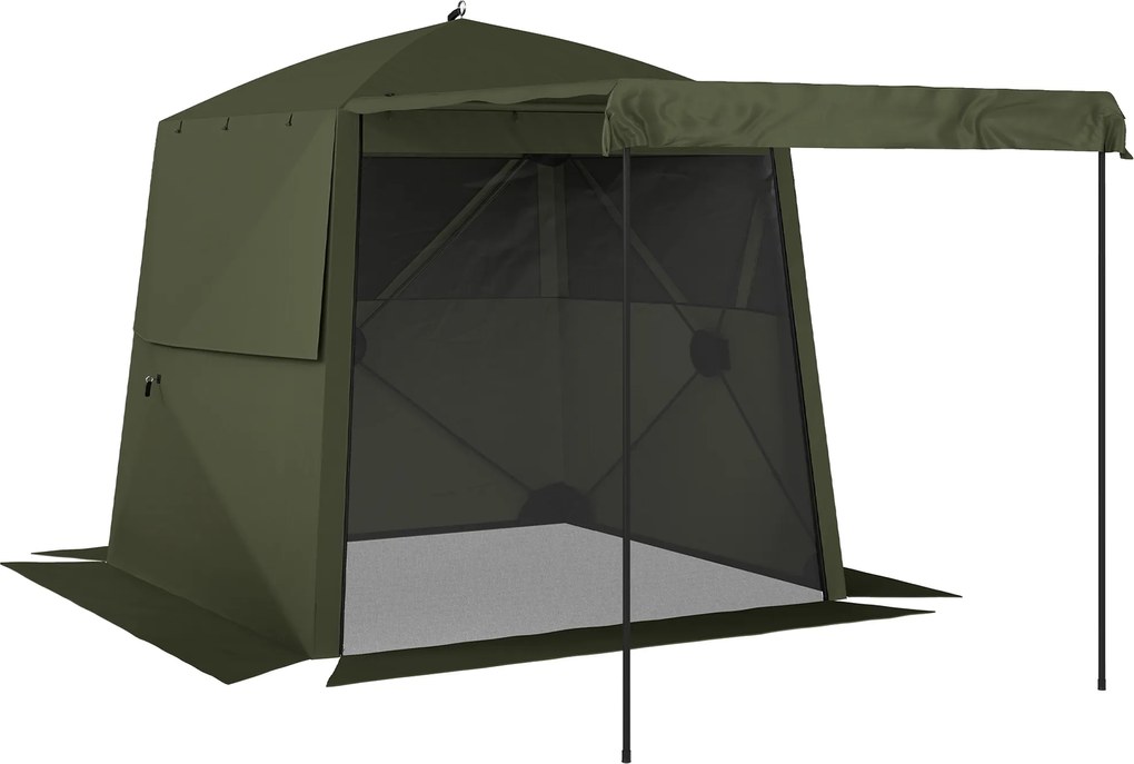 Outsunny Pavilhão 2x2m À prova d'água Estável Resistente ao Inverno Pop-up Pavilhão Dobrável com 4 Laterais Janelas de Malha Porta Frontal UV 30+ | Aosom Portugal