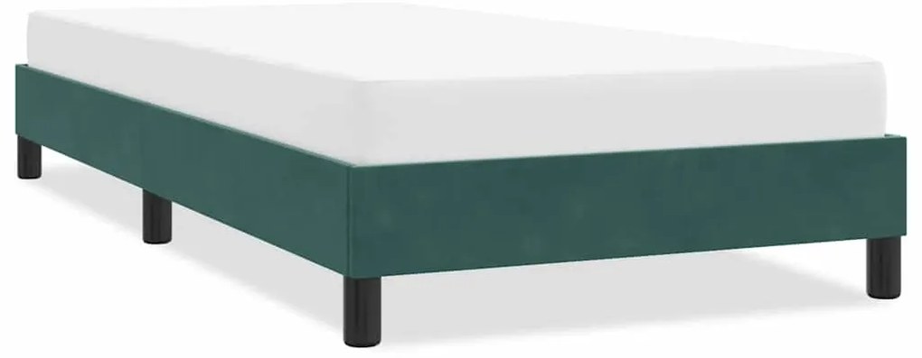 vidaXL Estrutura de cama sem colchão 100x210 cm veludo verde-escuro