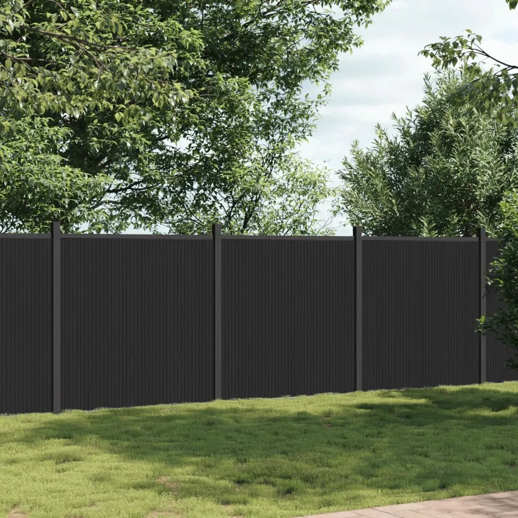 vidaXL Painel de vedação 526x186 cm WPC cinzento
