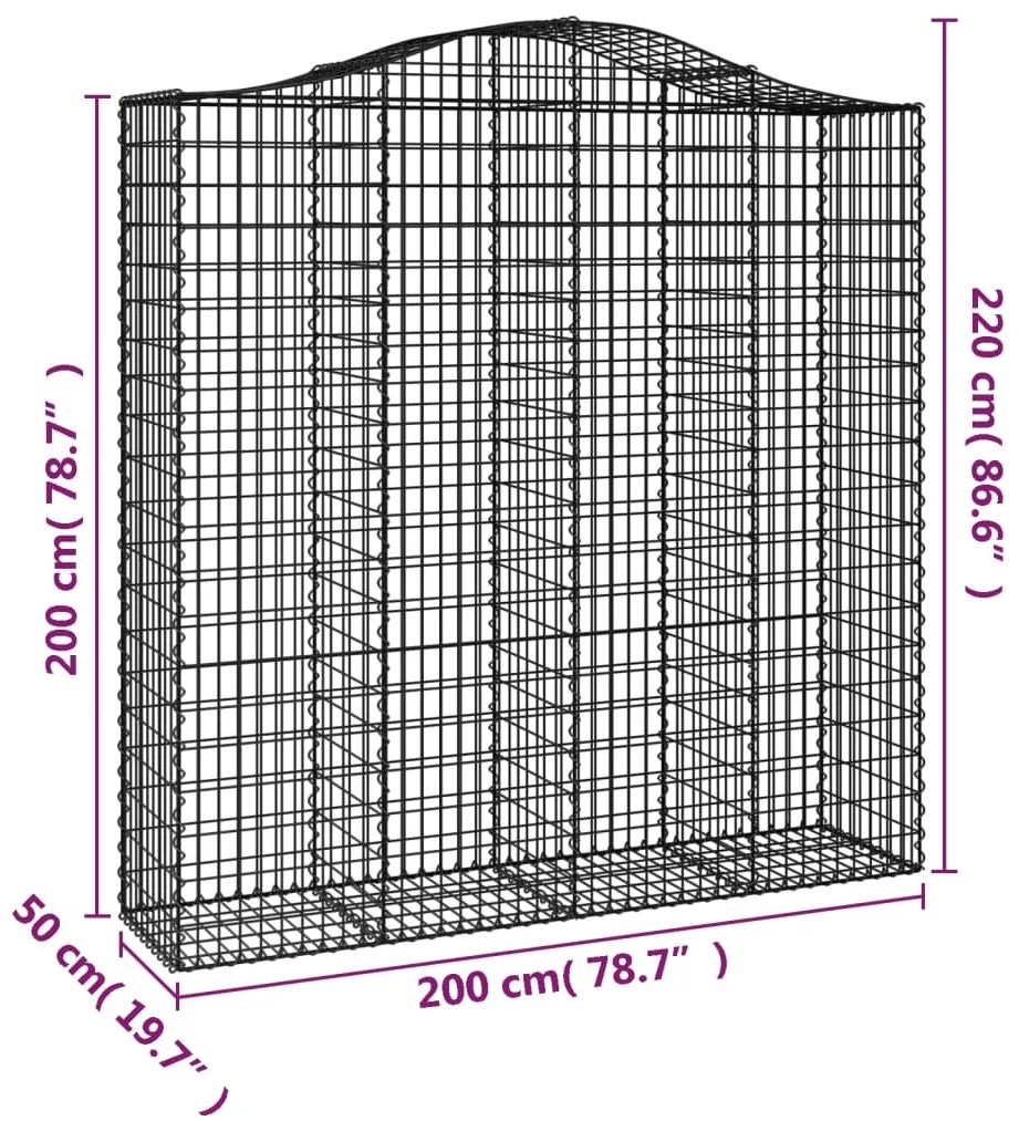 Cestos gabião arqueados 6pcs 200x50x200/220cm ferro galvanizado