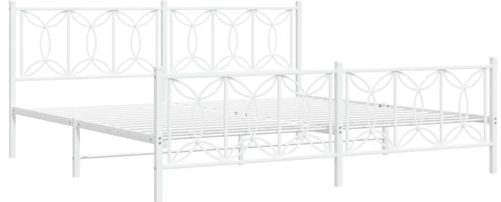 Estrutura de cama com cabeceira e pés 200x200 cm metal branco