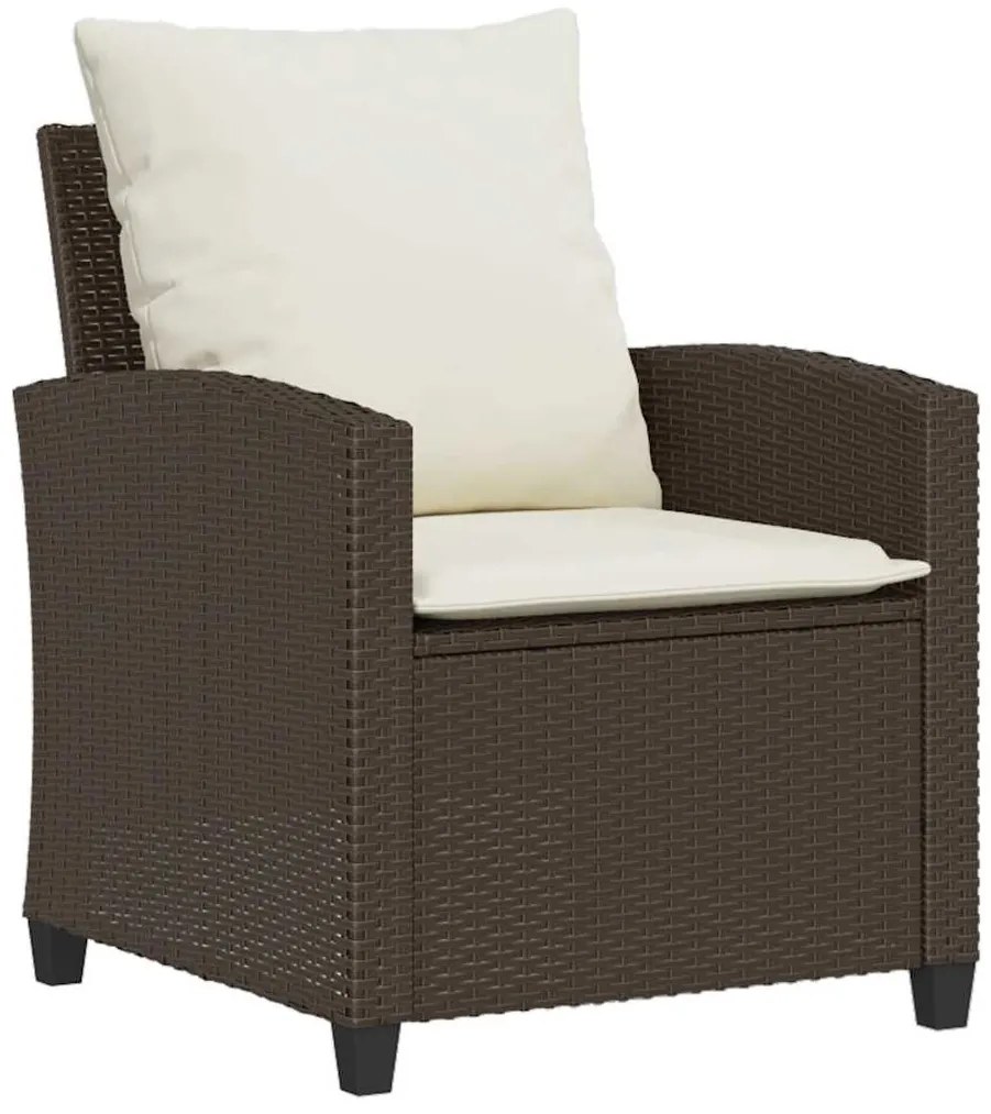 6 pcs conjunto de sofás jardim c/ almofadões vime PE castanho