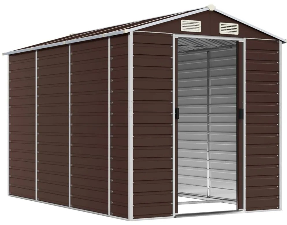 Abrigo de jardim 191x300x198 cm aço galvanizado castanho