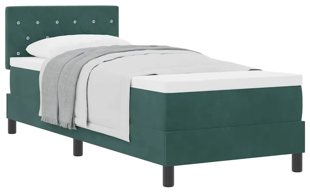 Cama Box Spring vidaXL com Colchão Verde Escuro 80x200 cm Veludo