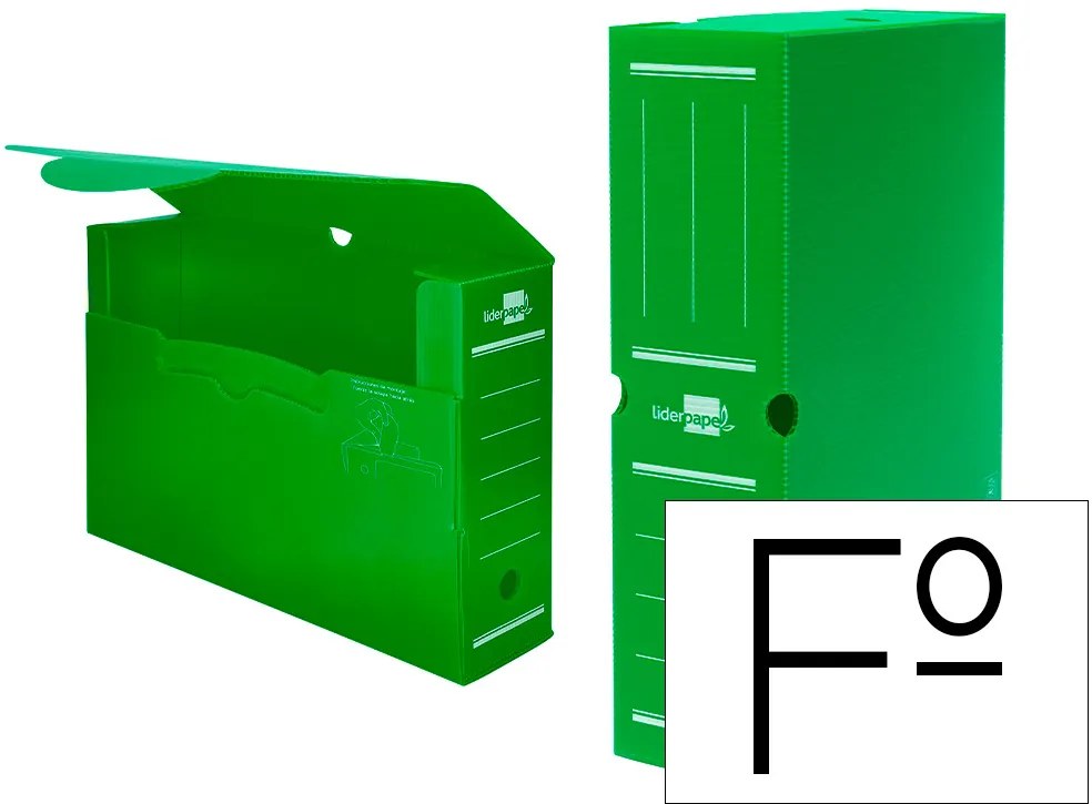 Caixa para Arquivo Morto Liderpapel em Polipropileno Verde Formato 360x260x100 mm