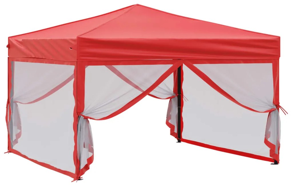 Tenda para festas dobrável com paredes laterais 3x3 m vermelho
