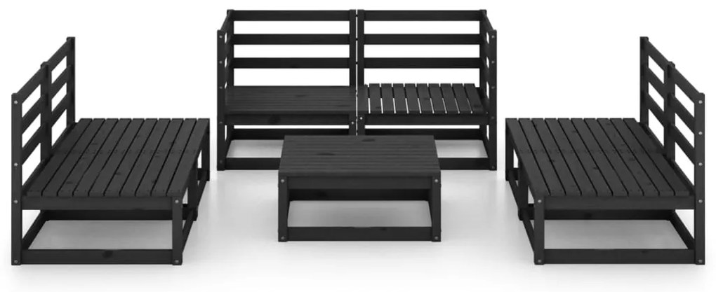 7 pcs conjunto lounge de jardim pinho maciço preto