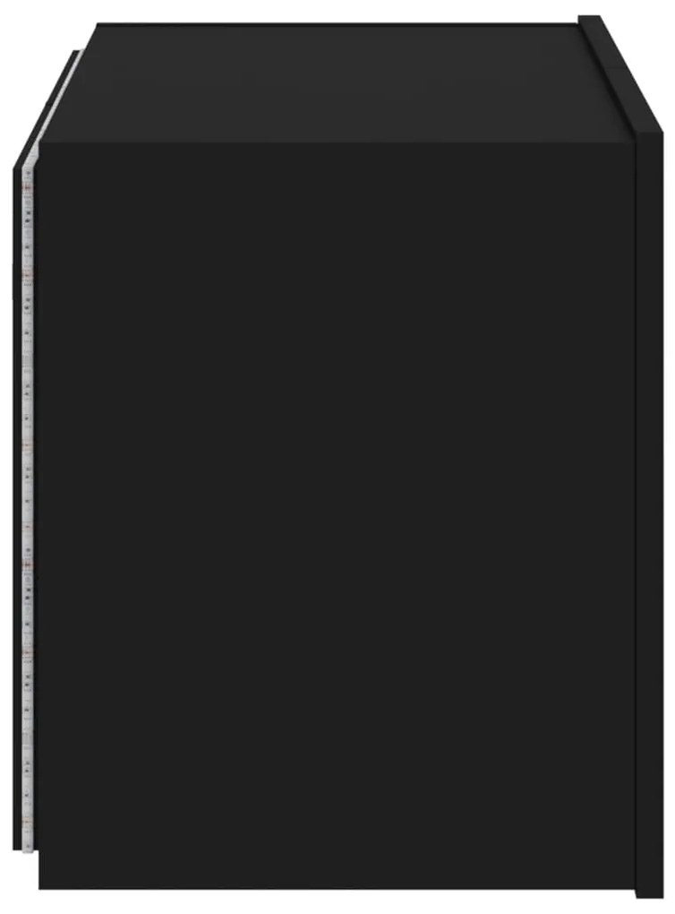 Móvel de parede para TV com luzes LED 60x35x41 cm preto