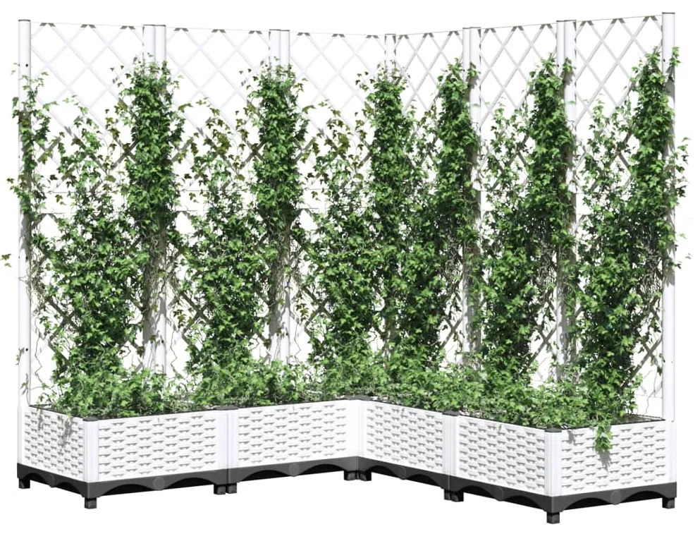 Vaso/floreira jardim c/ treliça 120x120x121,5 cm PP branco