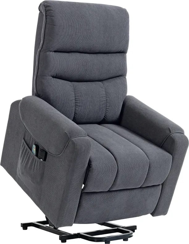 Poltrona Levanta Pessoas com Reclinação Elétrica em até 135° e com 8 Zonas de Massagem 83x92x110 cm Cinza