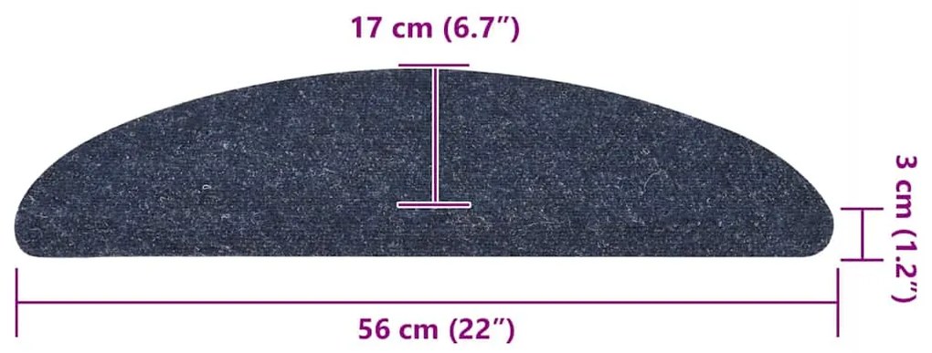 Tapetes escada autoadesivos 10 pcs 56x17x3 cm agulhado azul
