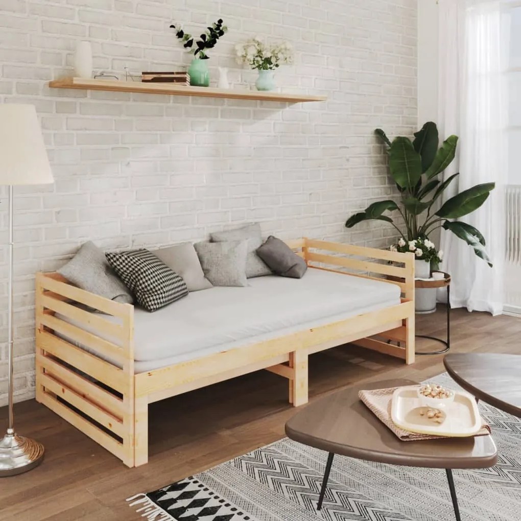 Sofá-cama de puxar 2x(90x200) cm pinho maciço