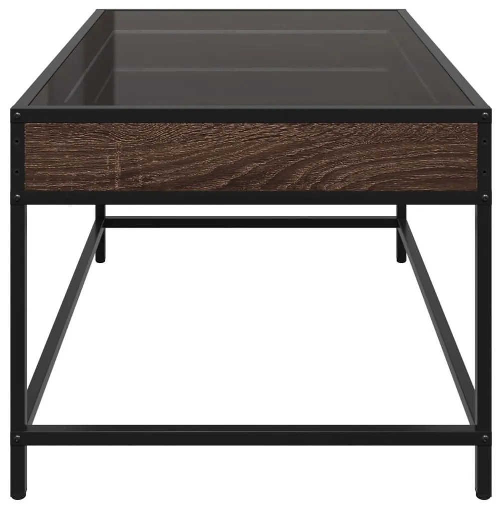 Mesa de centro luzes LED Infinity 70x50x41 cm carvalho castanho