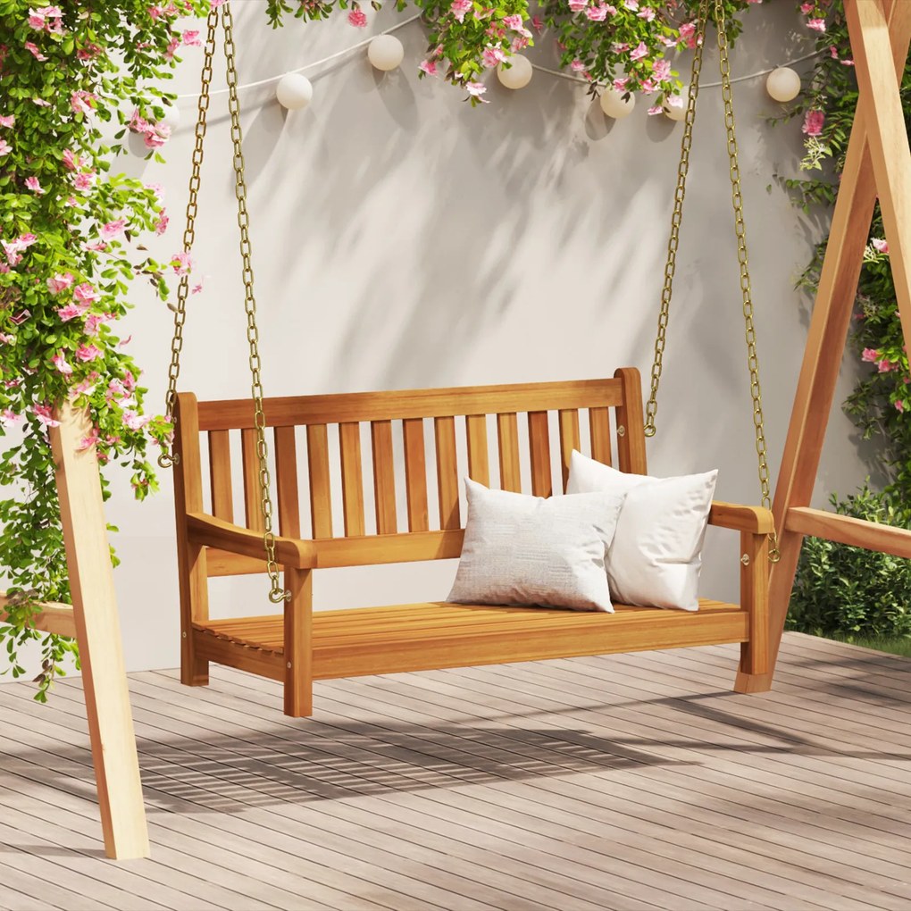 vidaXL Banco de Balanço de Jardim para 2 Pessoas 110x56x58 cm Madeira Sólida de Acácia
