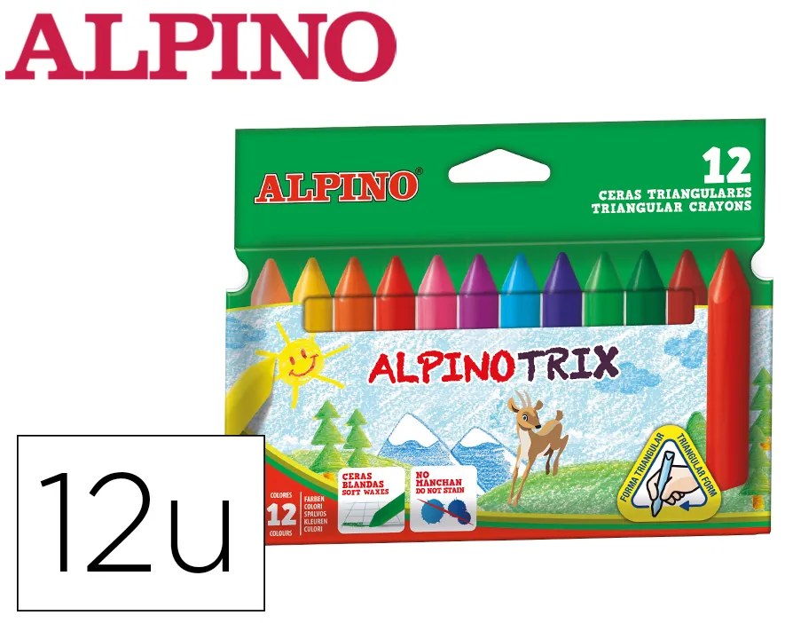 Lápis de Cera Alpino Dacs Trix Triangul Caixa de 12 Cores