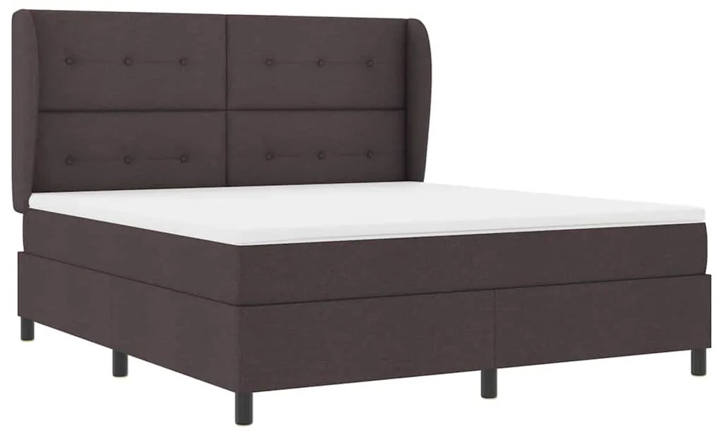 Cama Box com Colchão Marrom Escuro, 180x200 cm, Tecido