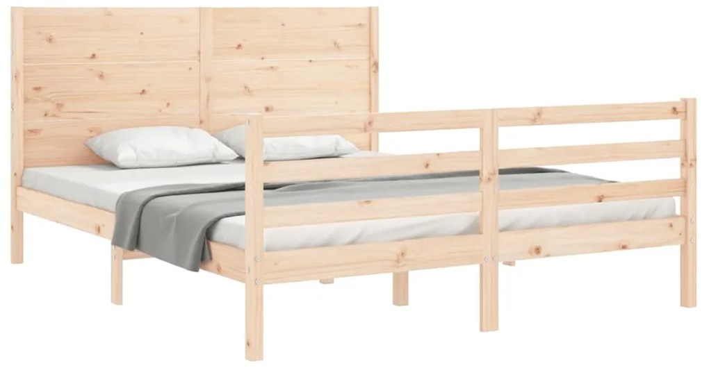 Estrutura de cama com cabeceira 160x200 cm madeira maciça