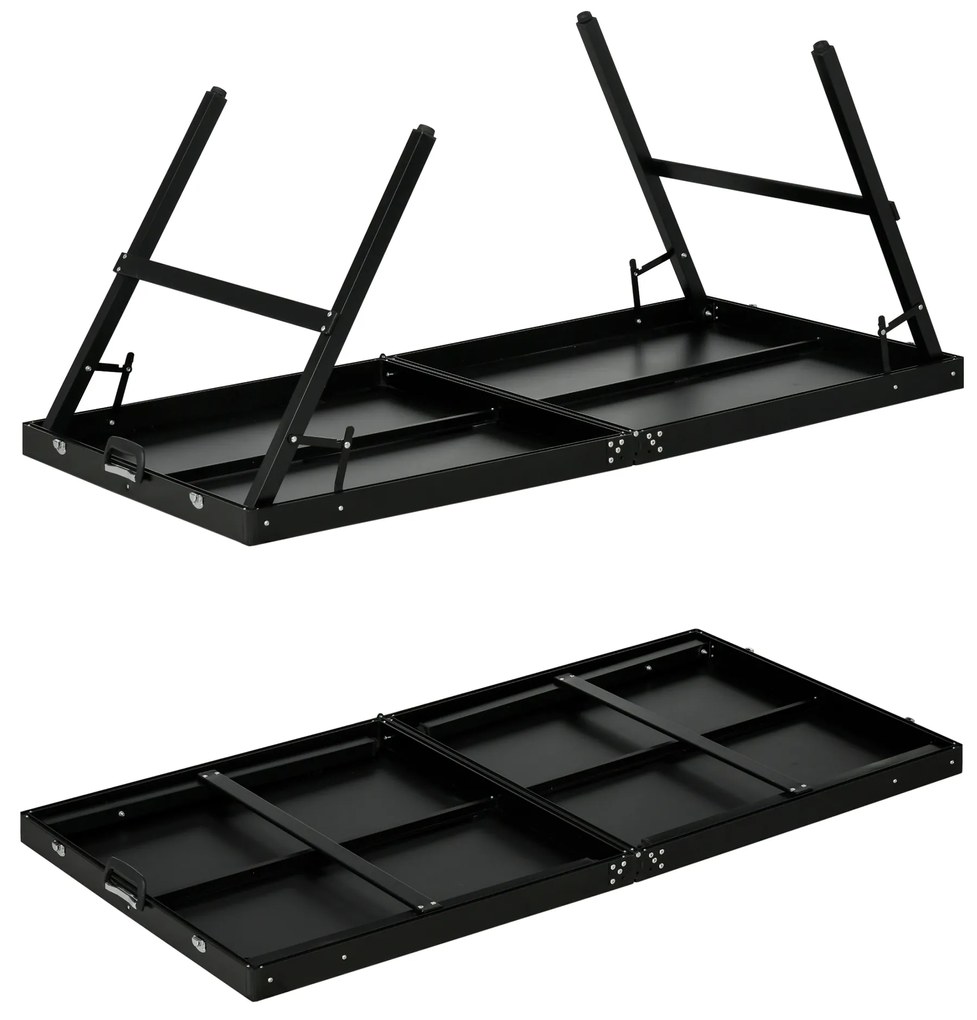 SPORTNOW Mesa de Ping Pong Dobrável de Tamanho Médio com Estrutura de Alumínio Mesa de Ping Pong Portátil para Interior e Exterior 152x76x72 cm Preto