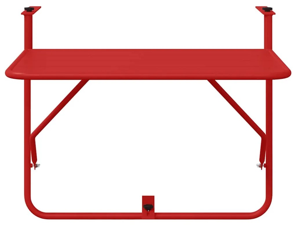 Mesa de Balcão Suspensa vidaXL Dobrável Vermelha 60x40 cm Aço