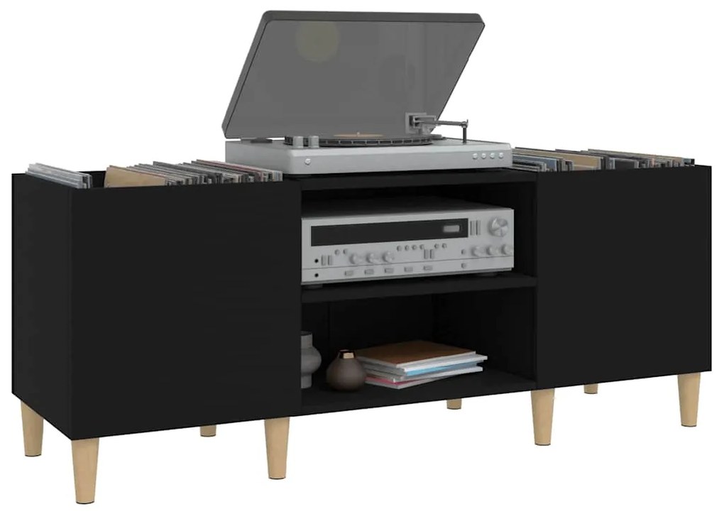 Armário para discos 121x38x48 cm derivados de madeira preto