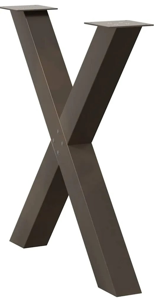 Pés para mesa de jantar em formato de X, 2 peças, aço natural, 80x(72-