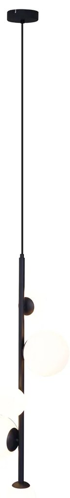 Candeeiro suspenso de design preto com vidro fosco 5 luzes - Vertical Design