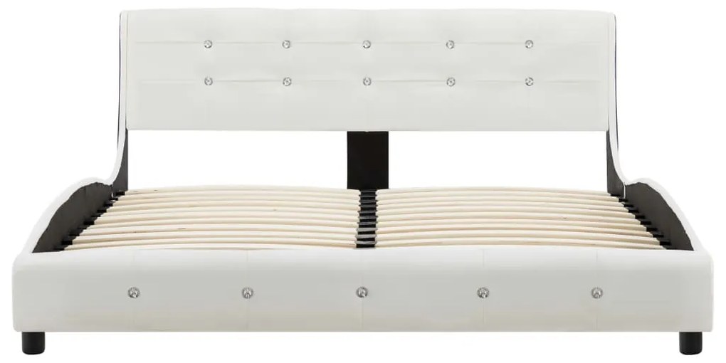Cama com colchão 140x200cm couro artificial branco