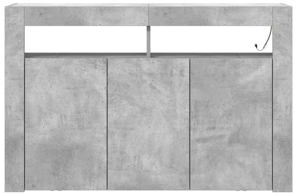 Buffet Cinza Concreto Madeira Engenheirada 116 x 30 x 75 cm